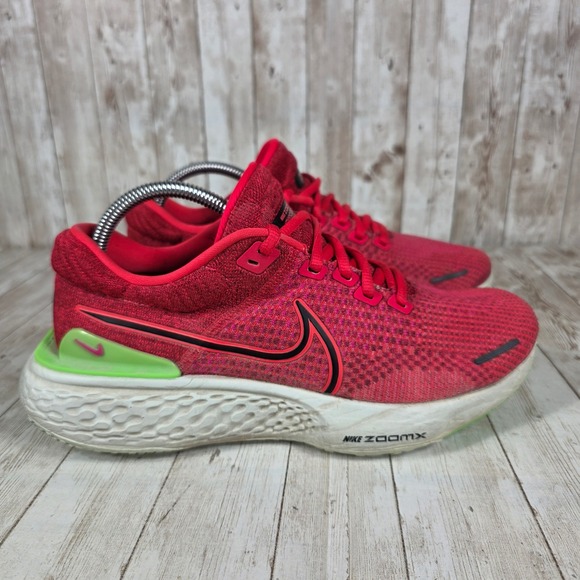 Nike ZoomX Invincible Run Flyknit 2 Red Lime Green Running Shoes Mens 8.5 - Picture 1 of 8